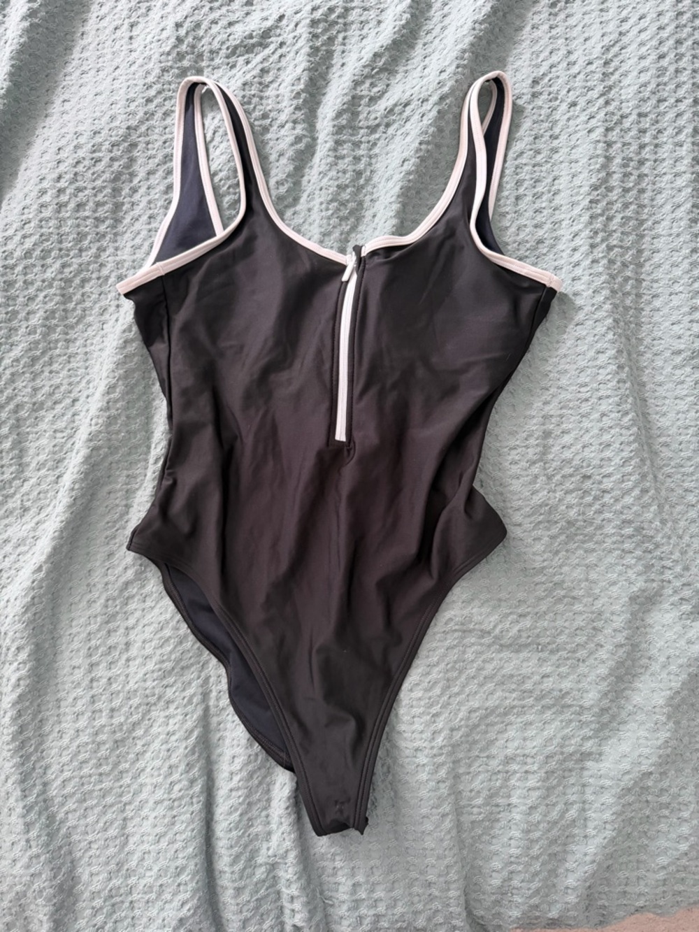 Old Navy Black One-Piece Swimsuit with White Trim